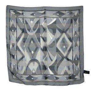 Scarf Italy Polyester Square 20 in Handkerchief Gray Art Deco Style Sheer Opaque